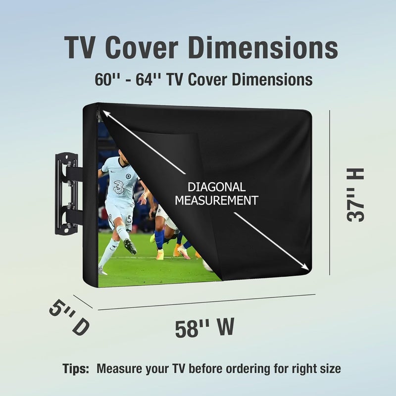 REDRICH 600D Heavy Duty Outdoor TV Cover for 60-64 inch TV, Upgraded Waterproof and Dustproof TV Screen Protectors with Zipper for Outside - Image 2